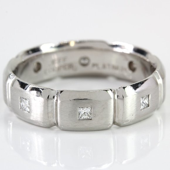 Platinum Jeff Cooper Princess Diamond Anniversary / Wedding Eternity Band Ring - Picture 1 of 4